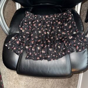 Express Black Floral Mini Skirt